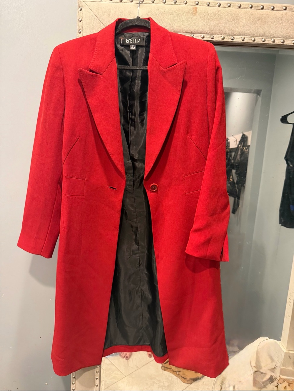 Kasper Red Women's Long Blazer Coat
